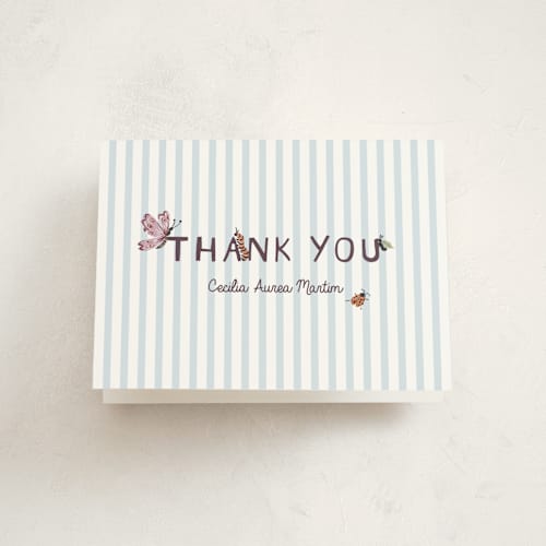 This is a sky kids thank you cards with standard by Pati Cascino called time flies printing on strathmore in standard