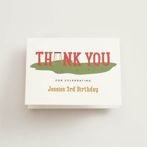 This is a ketchup kids thank you cards with standard by Erica Krystek called at the playground printing on strathmore in standard