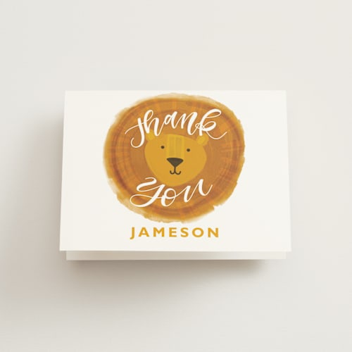 This is a sky kids thank you cards with standard by Bethany Anderson called young, wild and three printing on strathmore in standard