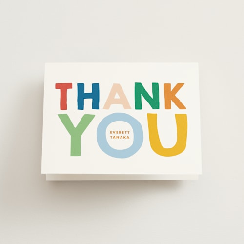 This is a spectrum kids thank you cards with standard by Baumbirdy called this guy printing on strathmore in standard
