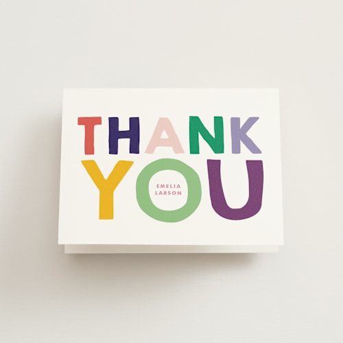 This is a fuchsia kids thank you cards with standard by Baumbirdy called this gal printing on strathmore in standard