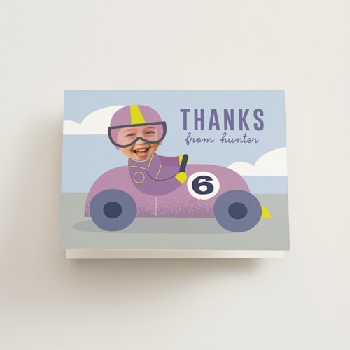 This is a vineyard kids thank you cards with standard by Lori Wemple called race printing on strathmore in standard
