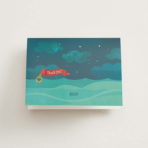 This is a ocean kids thank you cards with standard by Lori Wemple called parrrty! printing on strathmore in standard