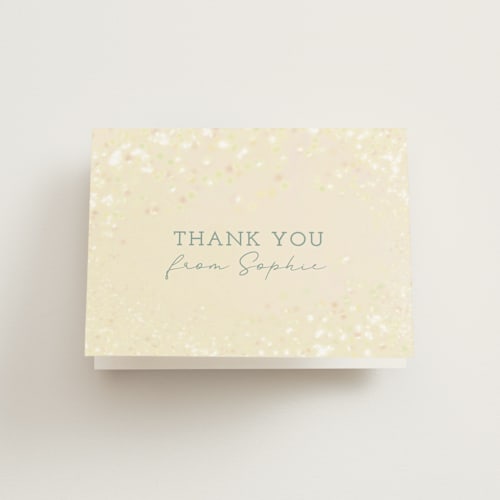 This is a pixie kids thank you cards with standard by Heather Cairl called disney's tinkerbell fairy dust printing on strathmore in standard