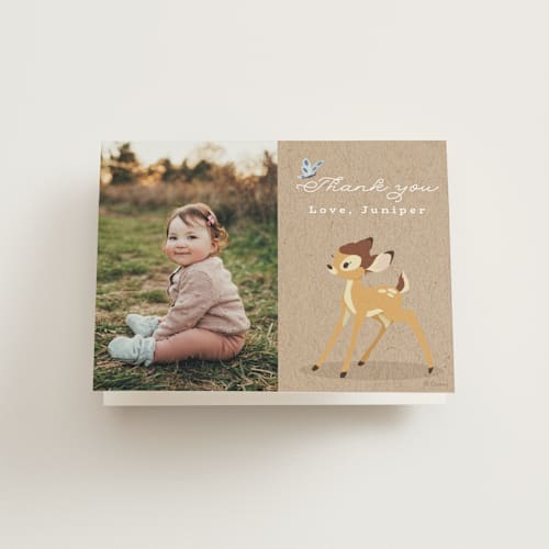 This is a fawn kids thank you cards with standard by Hudson meet Rose called disney's bambi our deerest printing on strathmore in standard