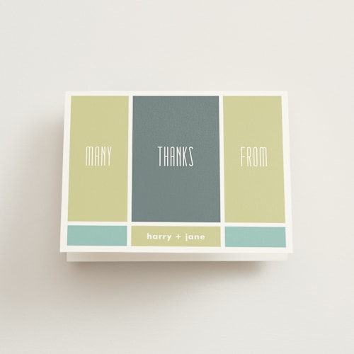 This is a slate kids thank you cards with standard by Carol Fazio called modern blocks printing on strathmore in standard