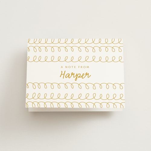 This is a gold kids thank you cards with standard by Lehan Veenker called princess crown doodle printing on strathmore in standard