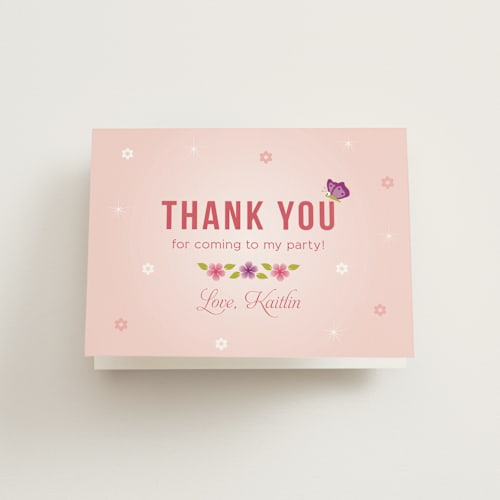 This is a blush kids thank you cards with standard by Jana Volfova called little ballerina printing on strathmore in standard