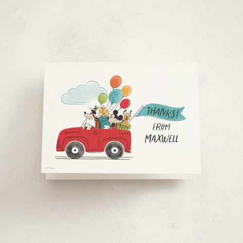 This is a teal kids thank you cards with standard by JeAnna Casper called a goofy birthday printing on strathmore in standard
