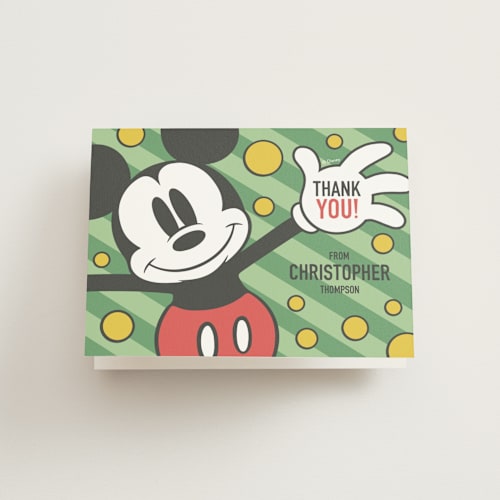 This is a grass kids thank you cards with standard by Heather Schertzer called disney mickey mouse aw, gee! printing on strathmore in standard