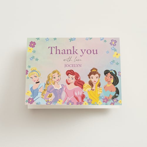 This is a twilight kids thank you cards with standard by Cass Loh called disney's princess portrait printing on strathmore in standard