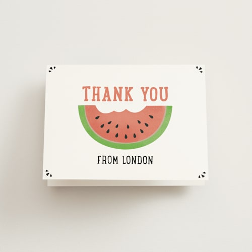 This is a watermelon kids thank you cards with standard by Erica Krystek called simple picnic printing on strathmore in standard