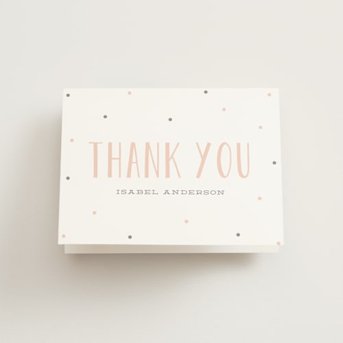 This is a buttercream kids thank you cards with standard by Leah Bisch called sweet surprise printing on strathmore in standard