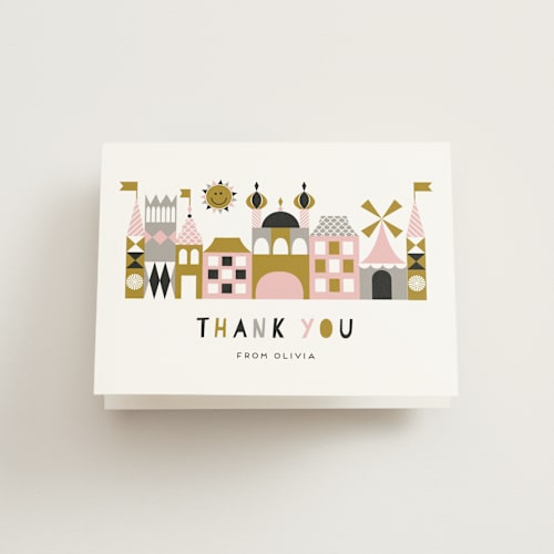 This is a blush kids thank you cards with standard by Petra Kern called our world printing on strathmore in standard