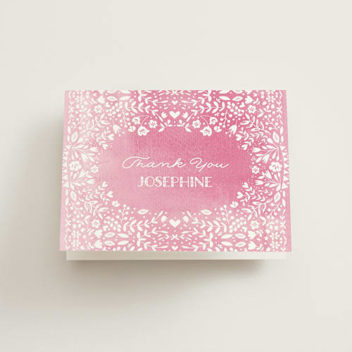 This is a cherry blossom kids thank you cards with standard by Phrosné Barwood called cute painted birthday printing on strathmore in standard