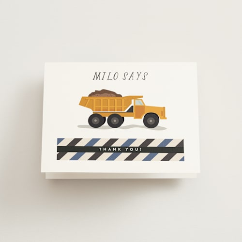 This is a wrecking ball kids thank you cards with standard by Susan Zinader called loads of fun printing on strathmore in standard