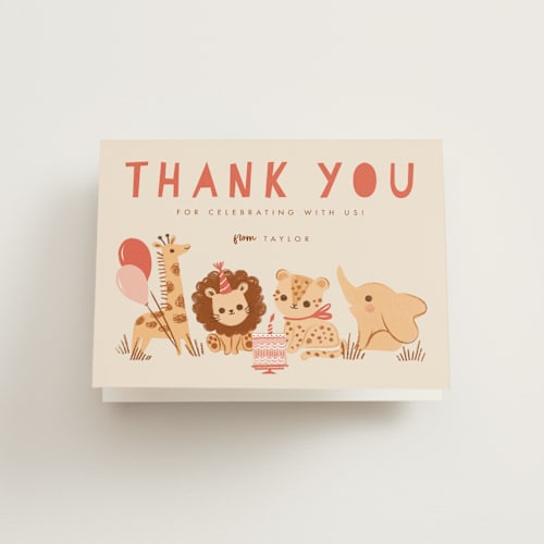 This is a poppy kids thank you cards with standard by Vivian Yiwing called it's a party printing on strathmore in standard