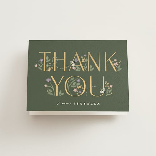 This is a olive kids thank you cards with standard by Robert and Stella called sweet as can bee printing on strathmore in standard