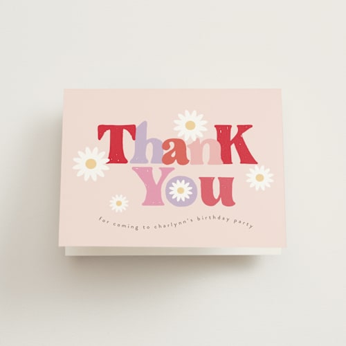 This is a petal kids thank you cards with standard by chocomocacino called lei printing on strathmore in standard