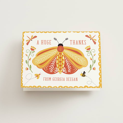 This is a poppy kids thank you cards with standard by Erin Deegan called buggy printing on strathmore in standard