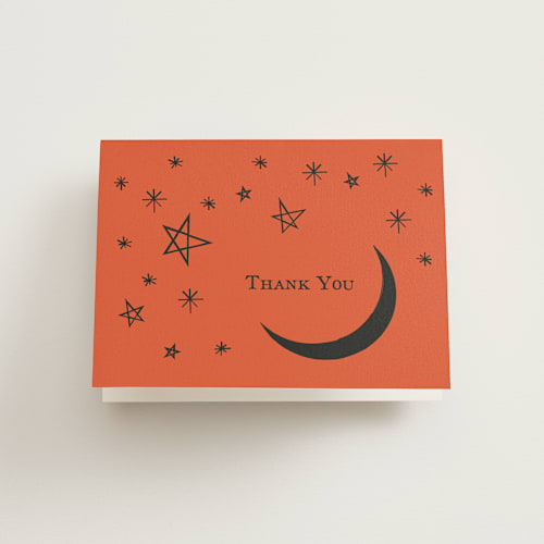 This is a hibiscus kids thank you cards with standard by Ani Somi called spooky bat printing on strathmore in standard