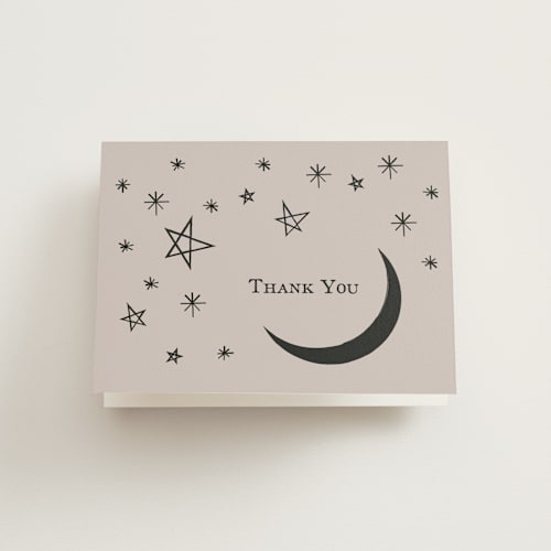 This is a graphite kids thank you cards with standard by Ani Somi called spooky bat printing on strathmore in standard
