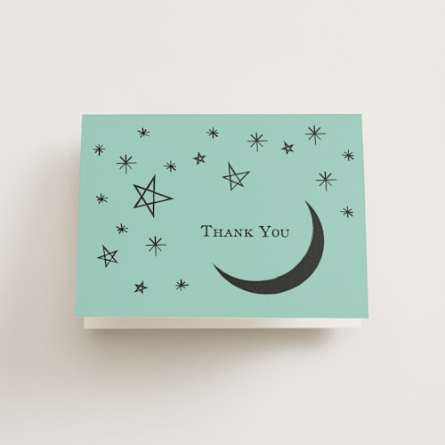 This is a aqua kids thank you cards with standard by Ani Somi called spooky bat printing on strathmore in standard