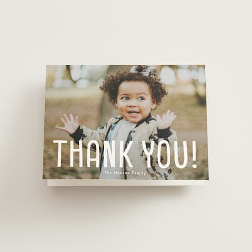 This is a sugar kids thank you cards with standard by Susan Asbill called yippee for three! printing on strathmore in standard