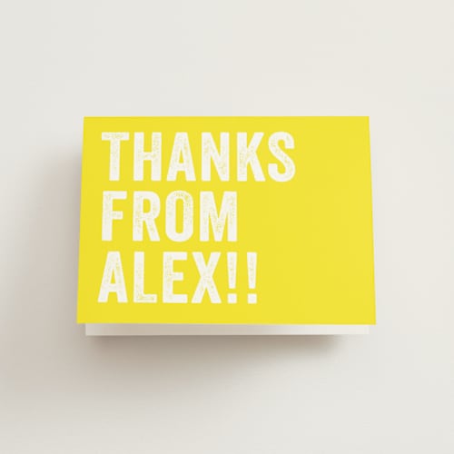 This is a lemon kids thank you cards with standard by Carrie ONeal called head bang printing on strathmore in standard