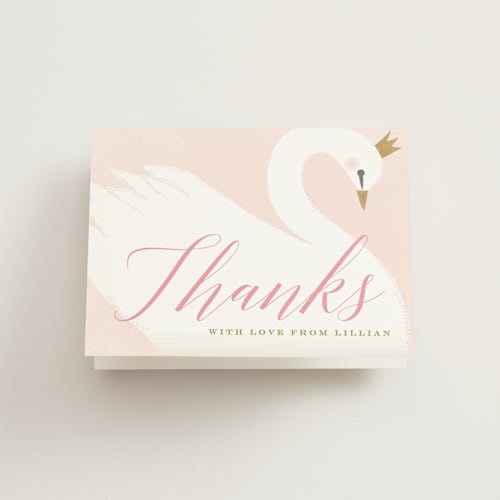 This is a ballet slipper kids thank you cards with standard by Karidy Walker called sweet swan princess printing on strathmore in standard