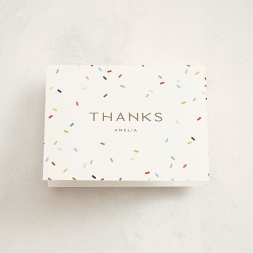This is a cloud kids thank you cards with standard by Ellen Schlegelmilch called tiny bold sprinkles printing on strathmore in standard