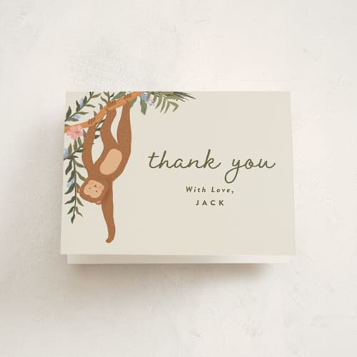 This is a moss kids thank you cards with standard by Joanna Griffin called jungle animals printing on strathmore in standard