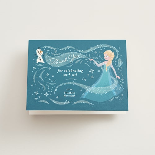 This is a frosty kids thank you cards with standard by curiouszhi called disney frozen snow sparkles printing on strathmore in standard