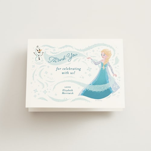 This is a snowy kids thank you cards with standard by curiouszhi called disney frozen snow sparkles printing on strathmore in standard