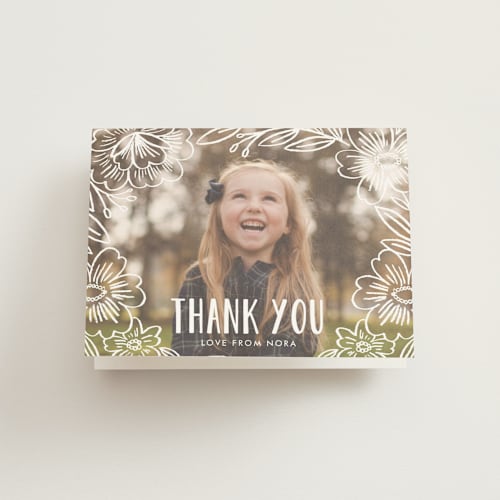 This is a cloud kids thank you cards with standard by Alethea and Ruth called penciled flowers printing on strathmore in standard