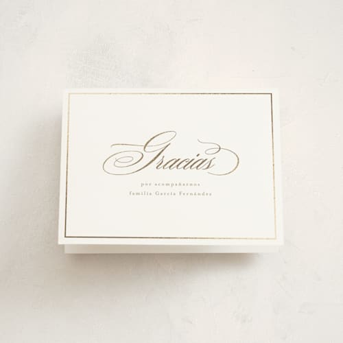 This is a cotton graduation thank you cards with foil pressed by Tamara Hilje called gilded printing on strathmore in standard