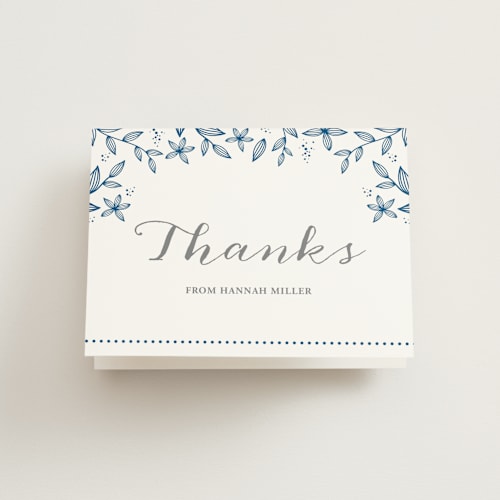 This is a navy kids thank you cards with standard by Oma N. Ramkhelawan called floral first communion printing on strathmore in standard