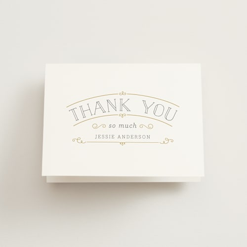 This is a goldenrod kids thank you cards with standard by Sarah Brown called delicate printing on strathmore in standard