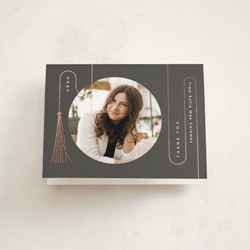 This is a luxury graduation thank you cards with foil pressed by letterfix called tale of tassel printing on strathmore in standard