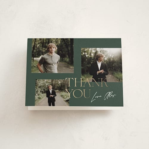 This is a forest graduation thank you cards with foil pressed by Kelly Schmidt called troi printing on strathmore in standard