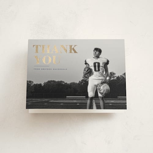 This is a midnight graduation thank you cards with foil pressed by Emily Sabol Goss called bold headline printing on strathmore in standard