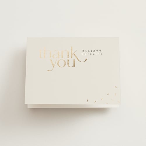This is a oyster graduation thank you cards with foil pressed by Nicole Senecal called party type printing on strathmore in standard