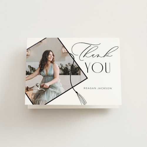 This is a snow graduation thank you cards with foil pressed by Ilze Lucero called grad party sleek printing on strathmore in standard