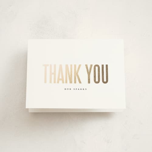 This is a golden grad graduation thank you cards with foil pressed by Up Up Creative called four photo printing on strathmore in standard