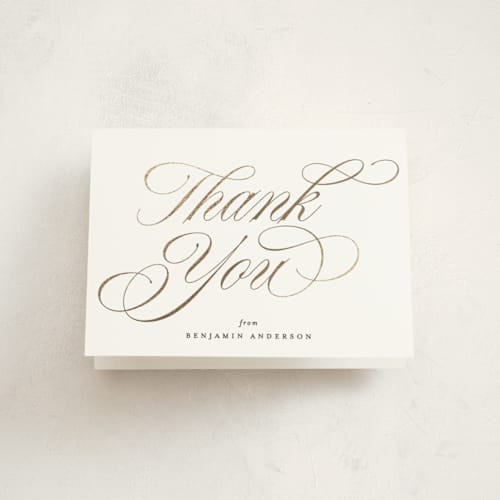 This is a cotton graduation thank you cards with foil pressed by Blustery August called opera printing on strathmore in standard