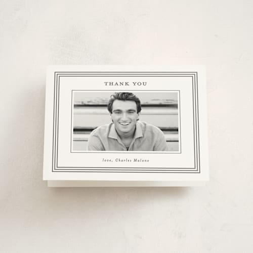 This is a steel graduation thank you cards with standard by Creo Study called timeless impressions printing on strathmore in standard