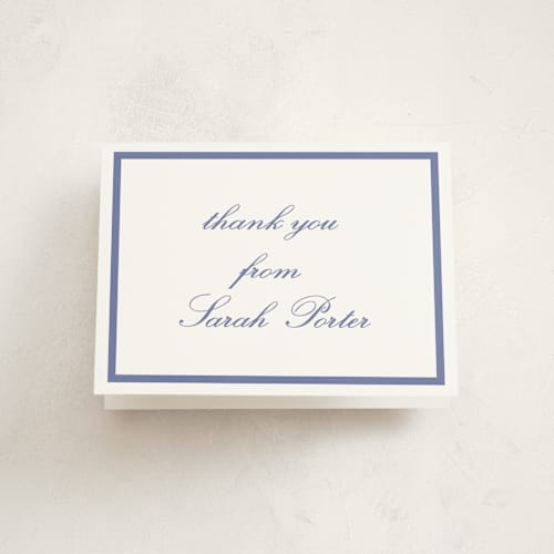 This is a indigo graduation thank you cards with standard by Sara Hicks Malone called longwood printing on strathmore in standard