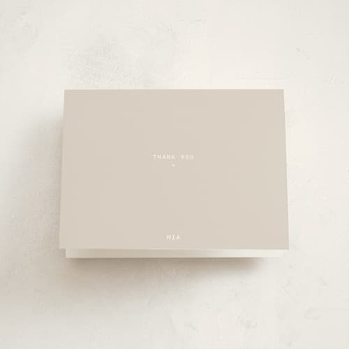 This is a cream graduation thank you cards with standard by JoAnn Jinks called titled printing on strathmore in standard