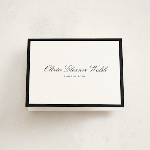 This is a ink graduation thank you cards with standard by Megan Davis called cecilie printing on strathmore in standard