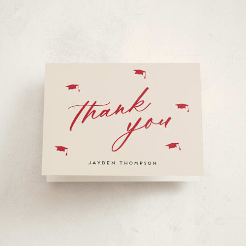 This is a cherry graduation thank you cards with standard by Louise Kay called celebrate the grad printing on strathmore in standard